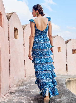 Safira blue paisley gown