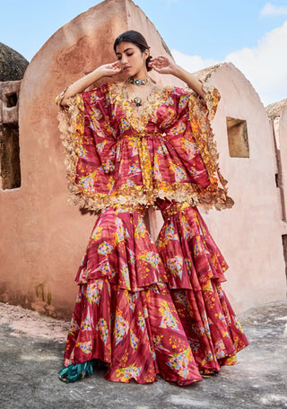 Sicily multicolour sharara and kaftan