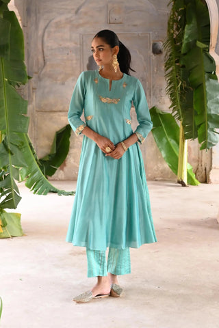 Blue kalli A-line kurta set