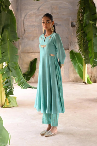 Blue kalli A-line kurta set