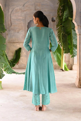 Blue kalli A-line kurta set