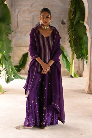 Purple short kurta set