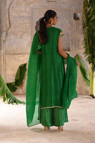 Green straight angrakha set