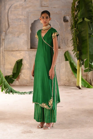 Green straight angrakha set