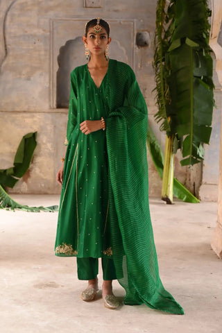 Green kalli angrakha set