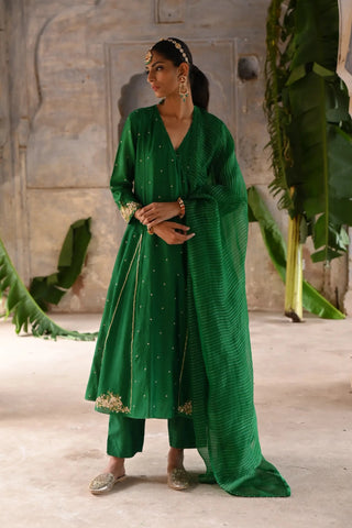 Green kalli angrakha set