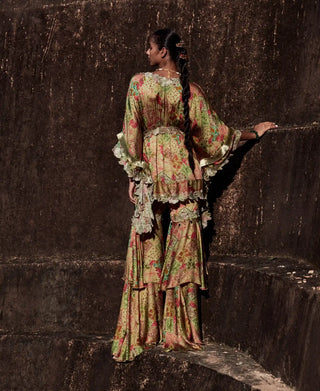 Sicily green sharara and kaftan