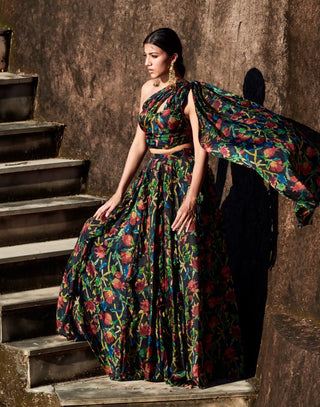 Dolce black lehenga and draped blouse