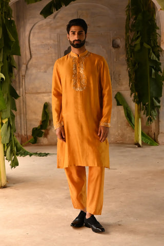 Yellow mens kurta set