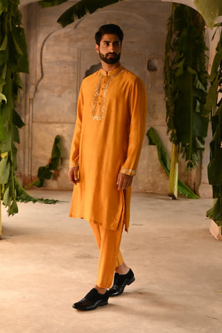 Yellow mens kurta set