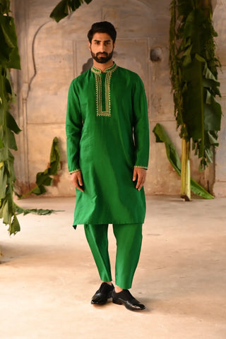 Green Mens kurta set