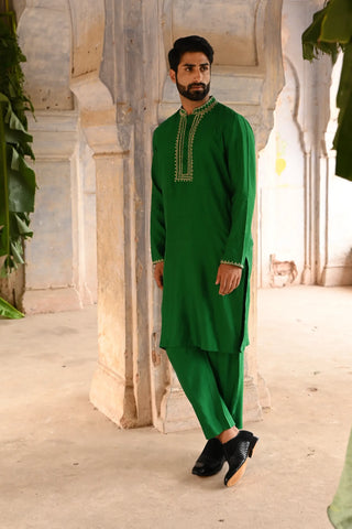 Green Mens kurta set