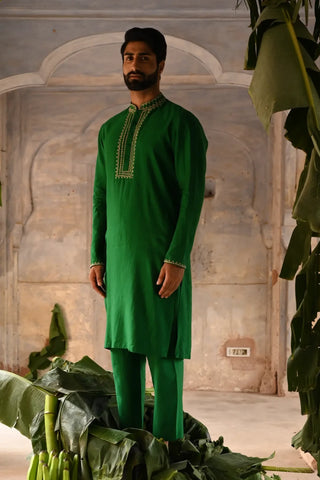 Green Mens kurta set