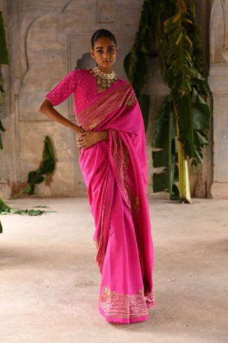 Pink Silk Saree with Blouse