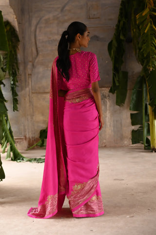 Pink Silk Saree with Blouse