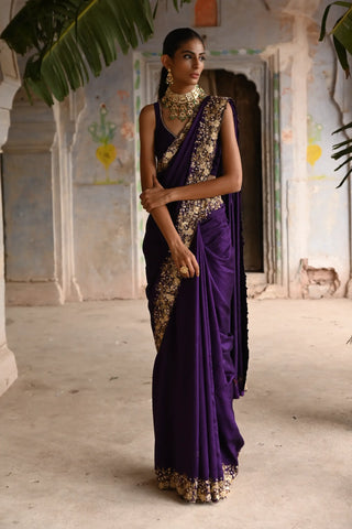 Purple saree with blouse