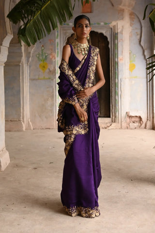 Purple saree with blouse