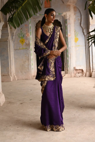 Purple saree with blouse