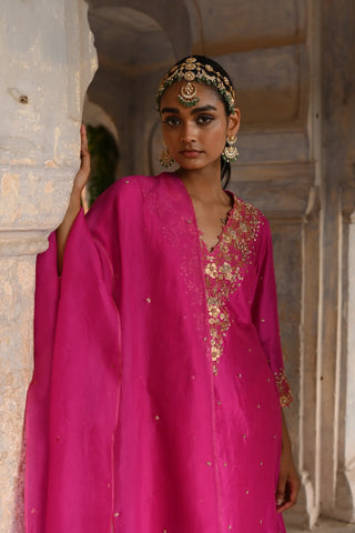 Pink A-line kurta set