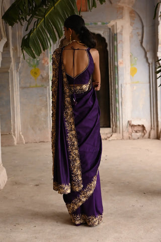 Purple saree with blouse