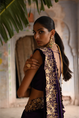 Purple saree with blouse