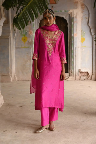 Pink A-line kurta set