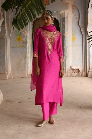 Pink A-line kurta set