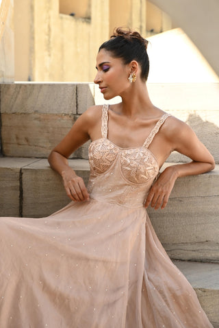 Pavo peach gown