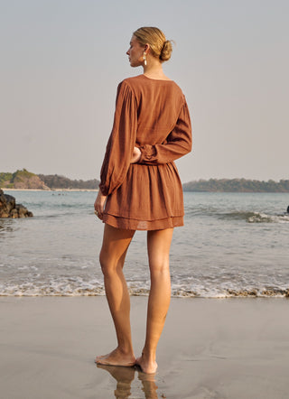 Finora coffee brown dress