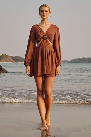 Finora coffee brown dress