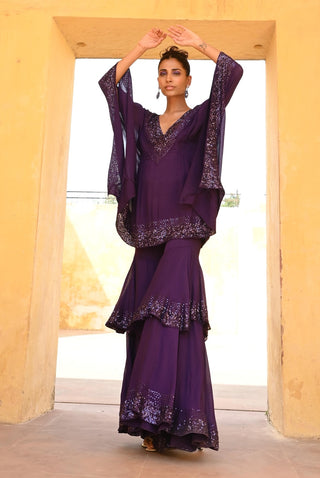 Pixi purple kaftan and sharara