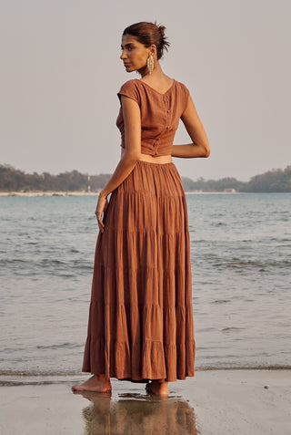 Diha coffee brown top and skirt