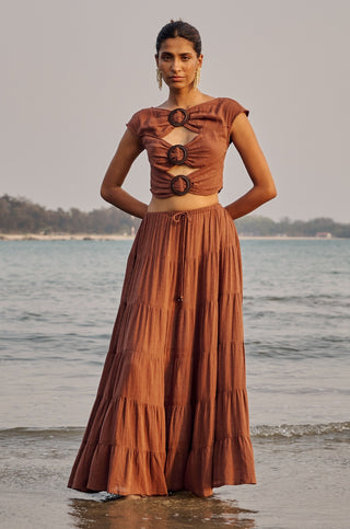 Diha coffee brown top and skirt