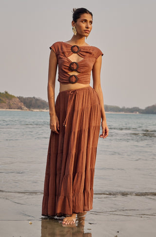 Diha coffee brown top and skirt