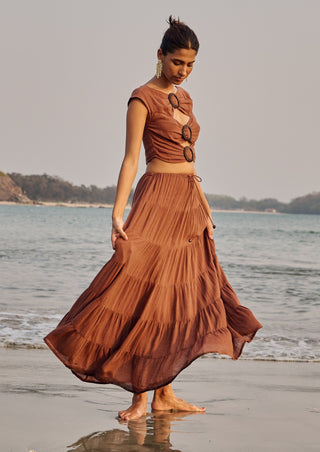 Diha coffee brown top and skirt