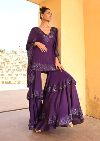 Pixi purple kaftan and sharara