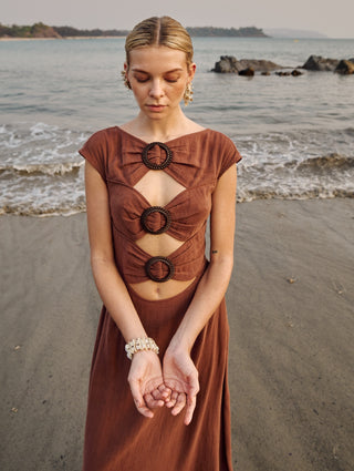 Flova coffee brown dress