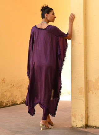 Izar purple draped skirt and cape set