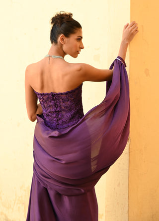 Izar purple draped skirt and cape set