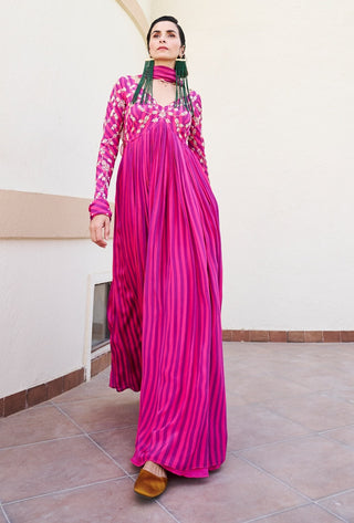 Pink-purple anarkali and dupatta