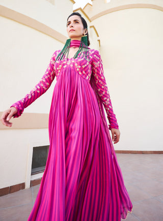 Pink-purple anarkali and dupatta