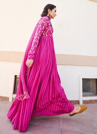 Pink-purple anarkali and dupatta