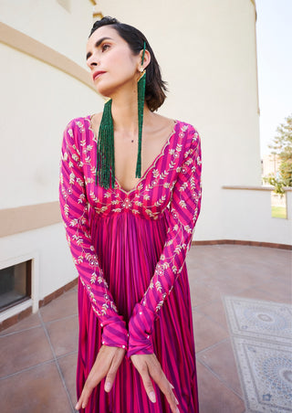 Pink-purple anarkali and dupatta