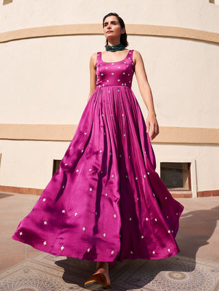 Purple buti anarkali and dupatta