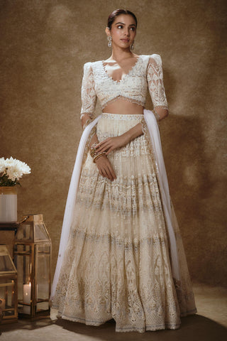 Porcelain white & gold lehenga set