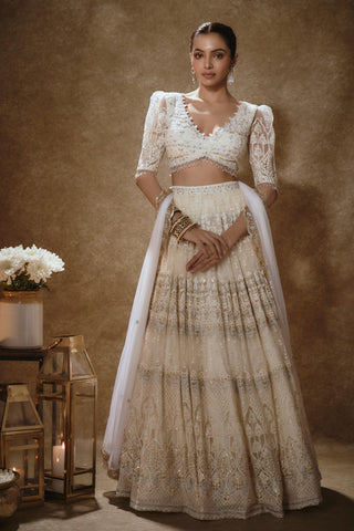 Porcelain white & gold lehenga set