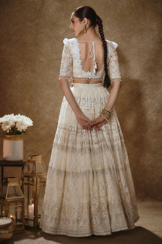 Porcelain white & gold lehenga set