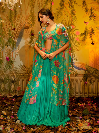 Aqua madhvi cape lehenga set