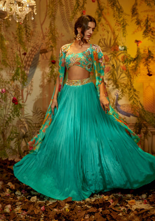 Aqua madhvi cape lehenga set