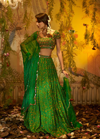 Green neem lehenga set